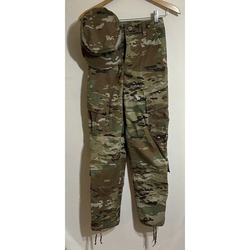army Combat Uniform Hat  Pants hunting outdoor cargo Tactical Hiking Cosplay Z2